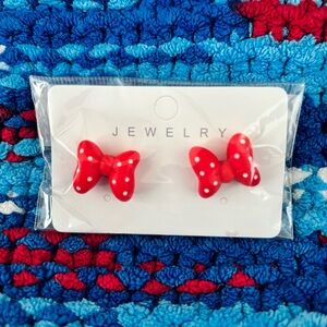 Polka Dot Bow Earrings Red Polka Dot Earrings Disney Minnie